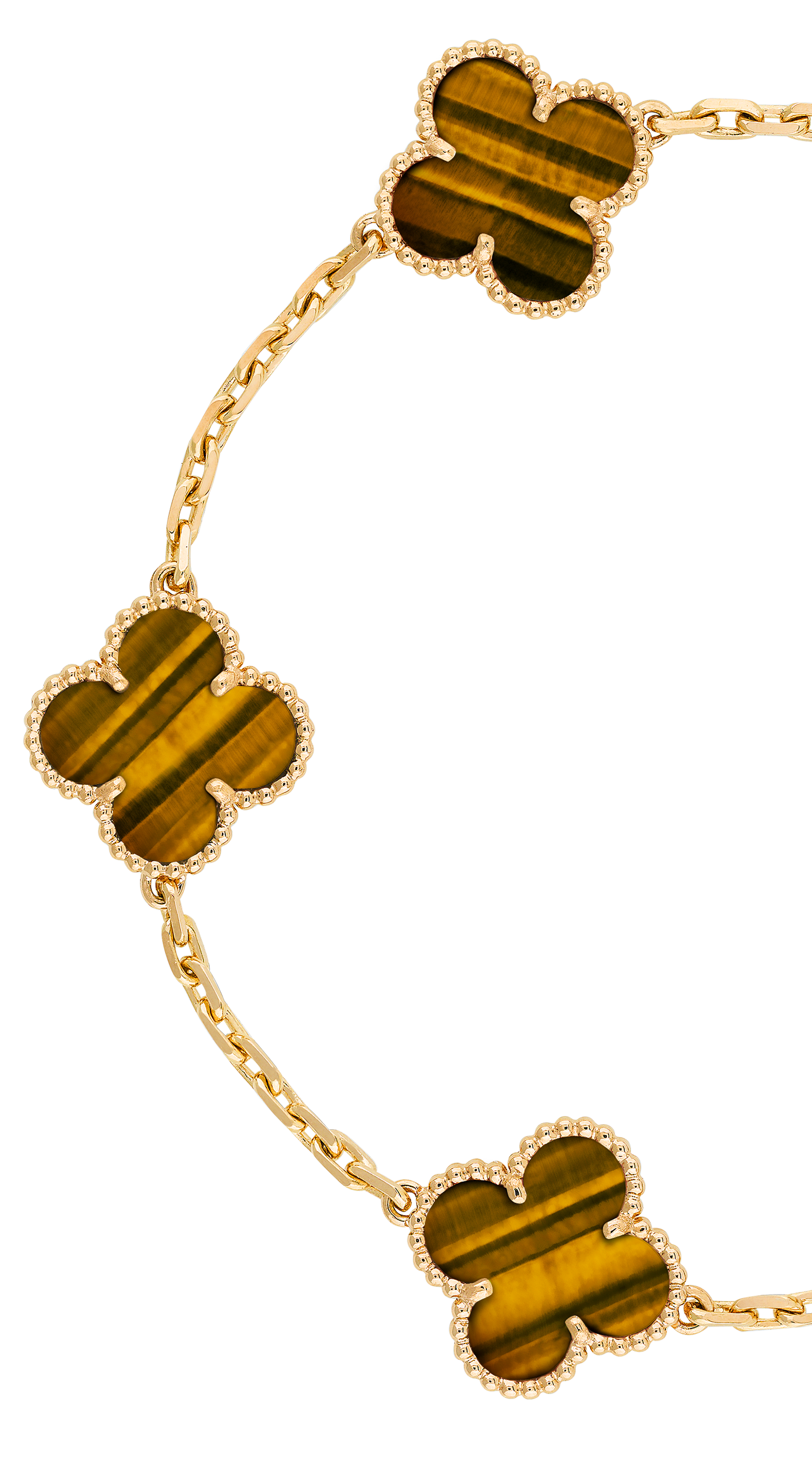 VAN CLEEF ALHAMBRA BROWN TIGER EYE CURB CHAIN
