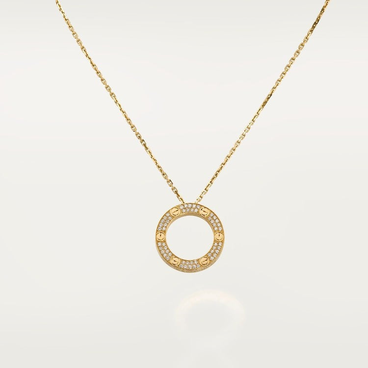 CARTIER LOVE PAVÉ GOLD PENDANT NECKLACE
