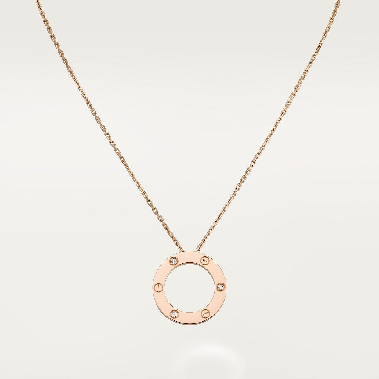 CARTIER LOVE 3 DIAMONDS ROSE GOLD PENDANT NECKLACE