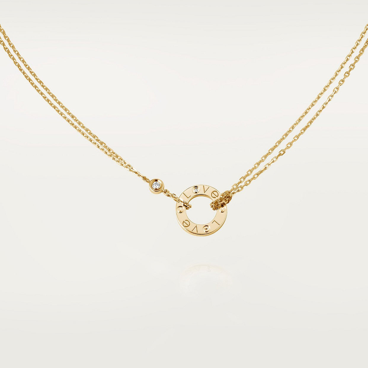 CARTIER LOVE PENDANT NECKLACE 2 GOLD DIAMONDS