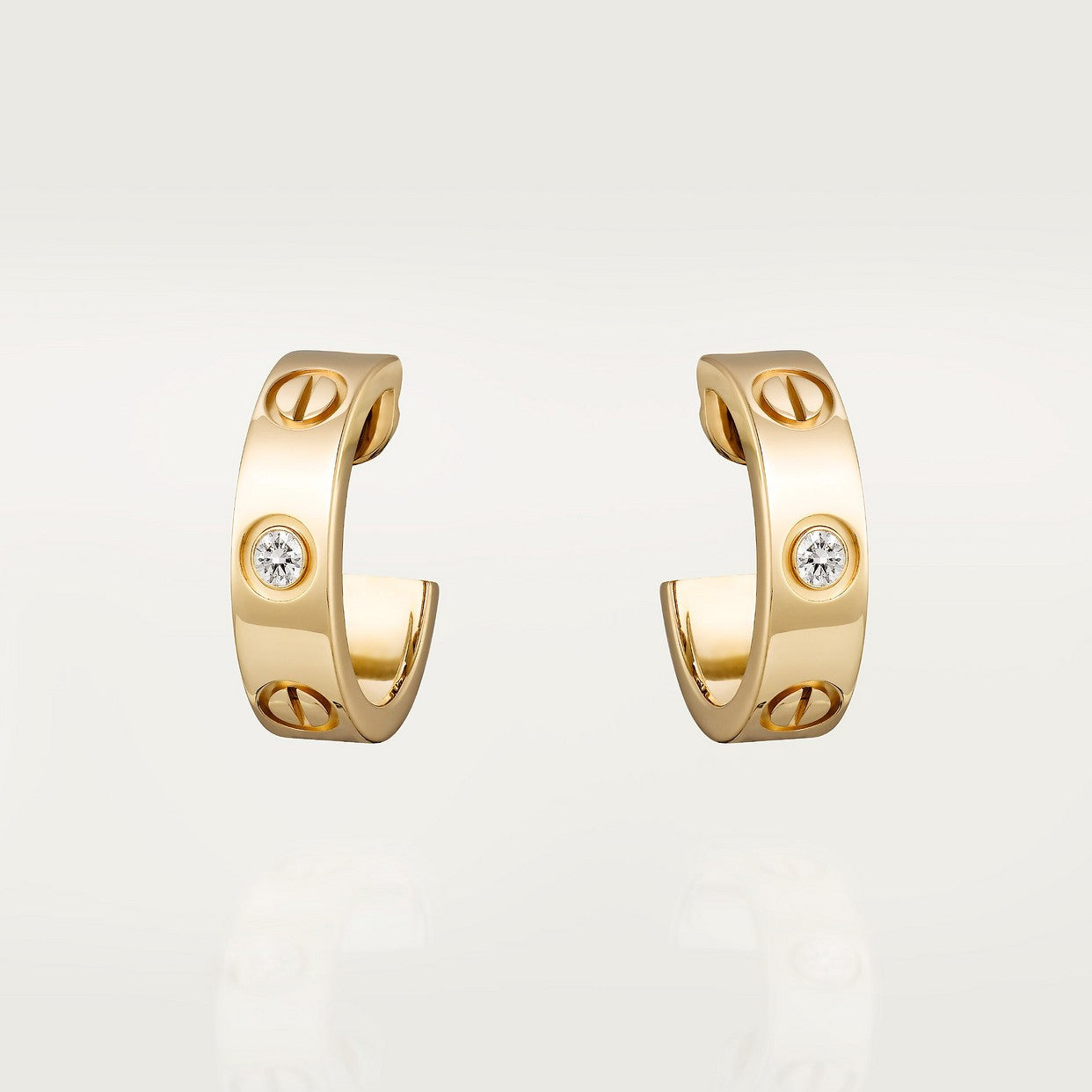 CARTIER LOVE CREEOLES BUCKLE SMALL MODEL TWO DIAMONDS GOLD
