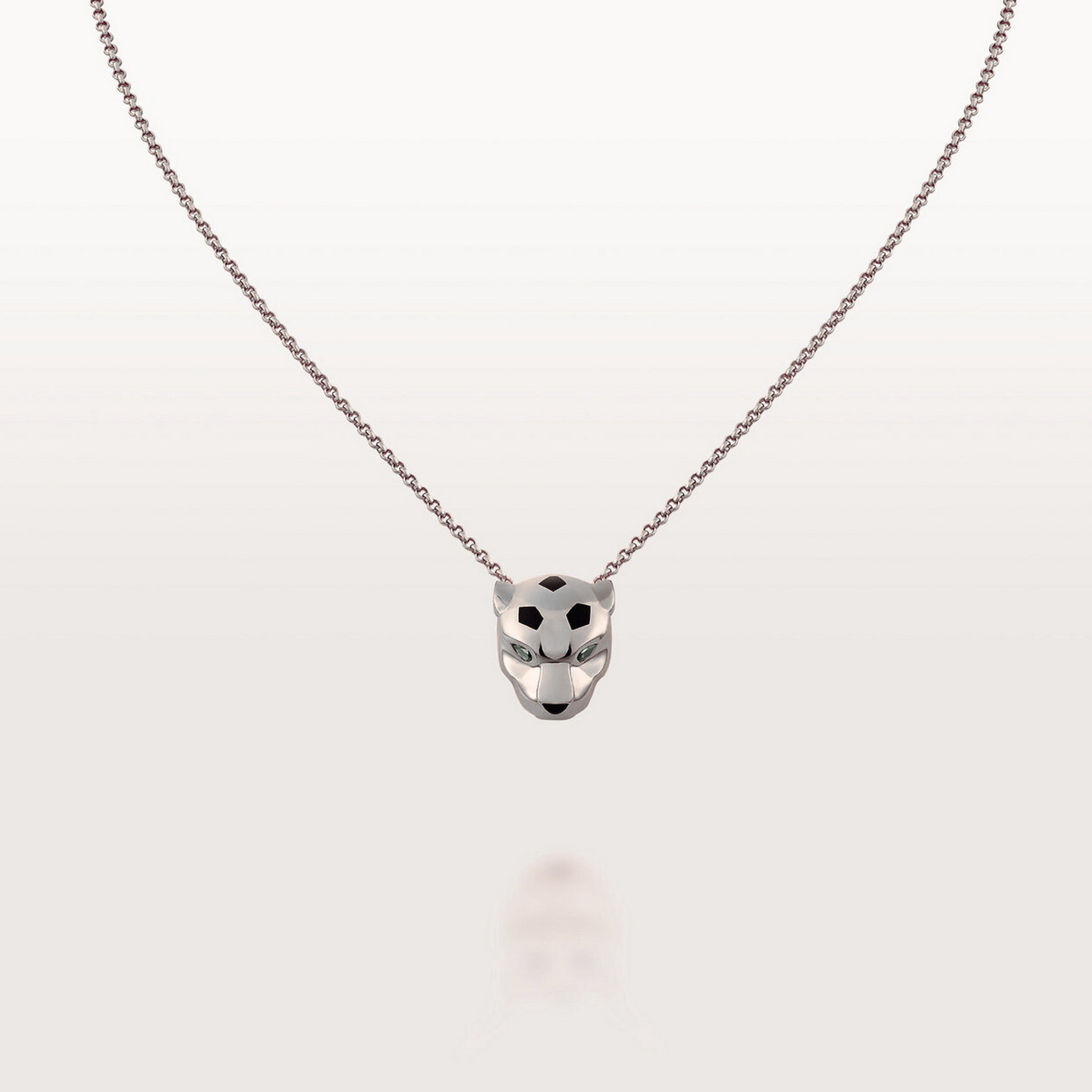 CARTIER PANTHER HEAD WHITE GOLD NECKLACE