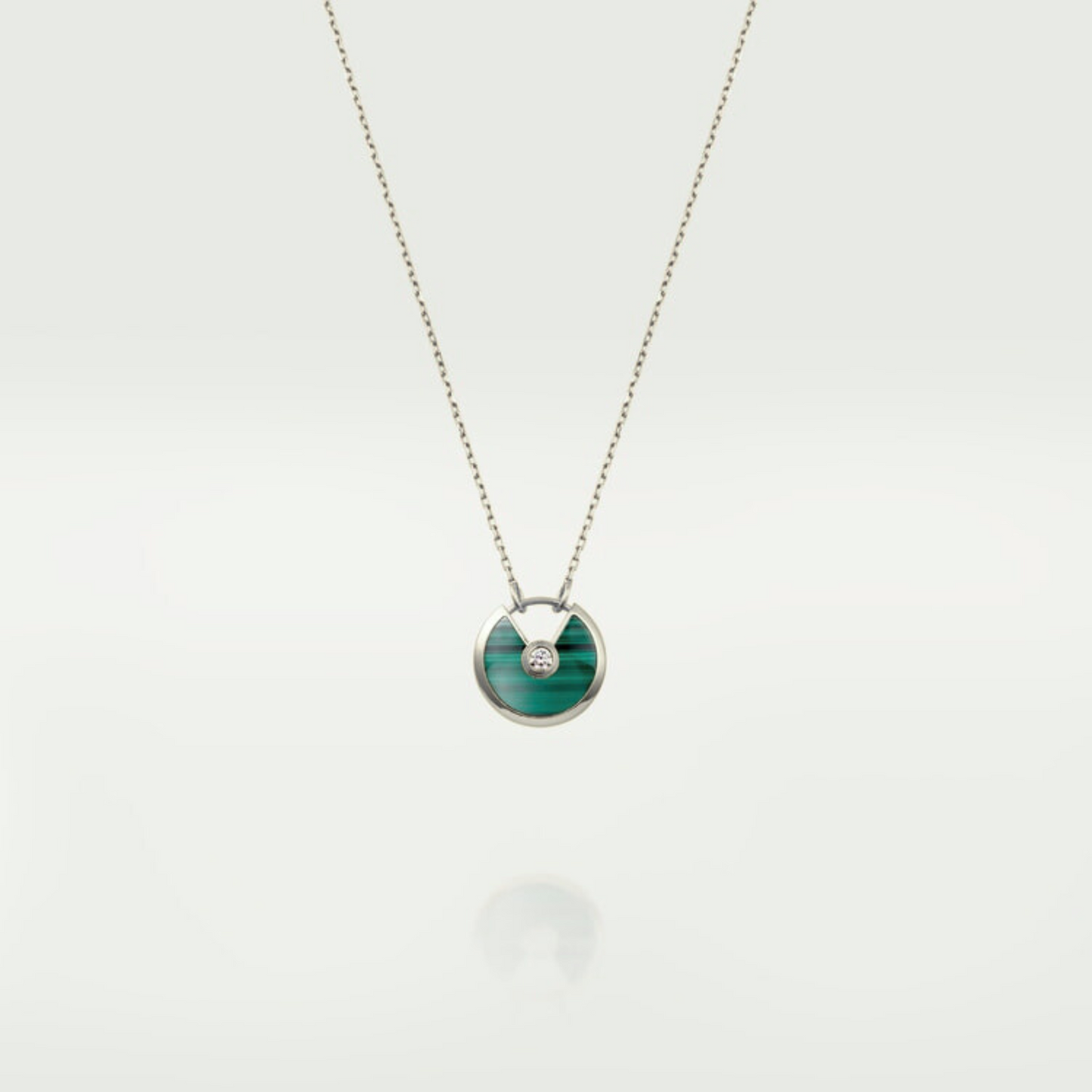 CARTIER AMULET NECKLACE GREEN MALACHITE WHITE GOLD