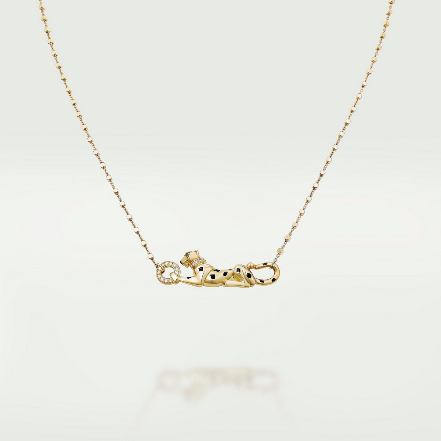 CARTIER PANTHER PENDANT NECKLACE WITH GOLD RHINESTONES