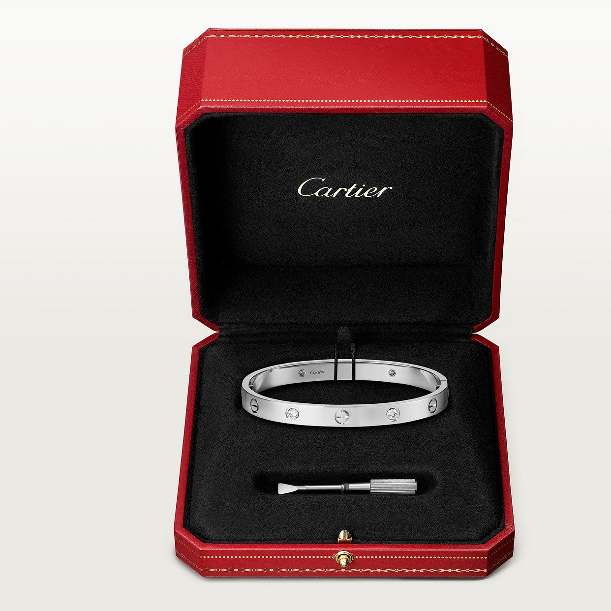 BRACELET CARTIER LOVE WHITE GOLD 4 DIAMONDS