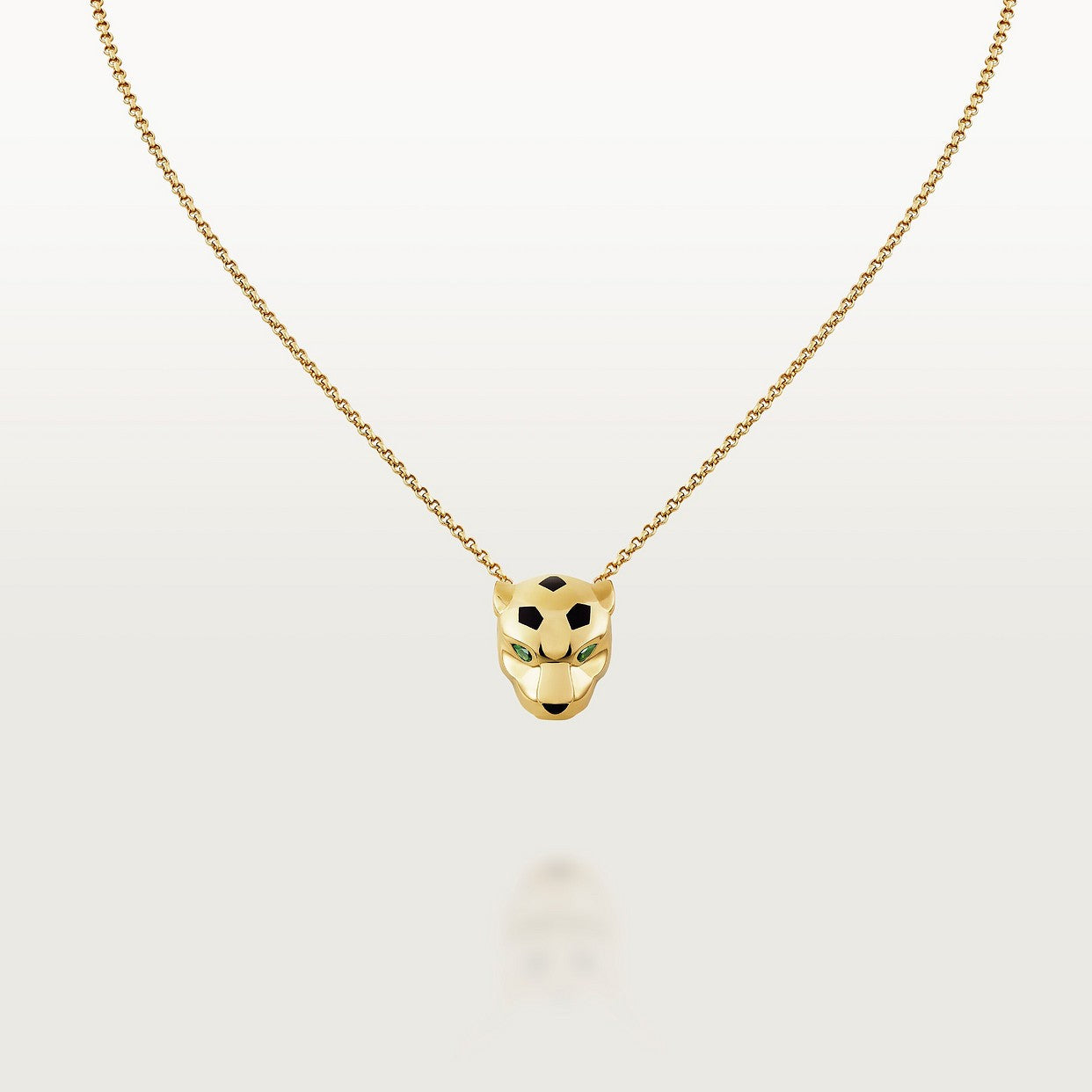 CARTIER PANTHER HEAD NECKLACE WITH RHINESTONES-PINK-GOLD