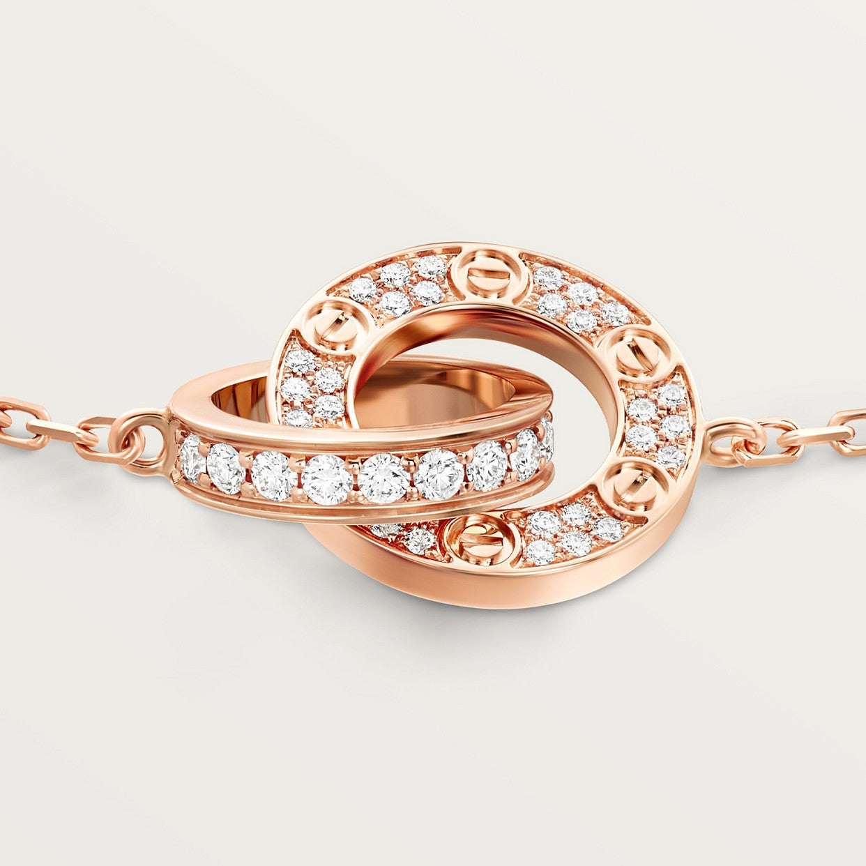 CARTIER LOVE SEMI PAVÉ-ROSE-GOLD CURB CHAIN