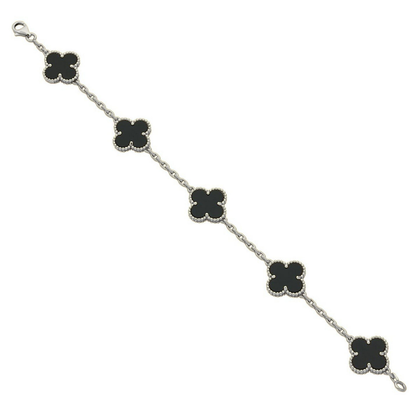 CURB CHAIN VAN CLEEF ALHAMBRA BLACK ONYX WHITE GOLD