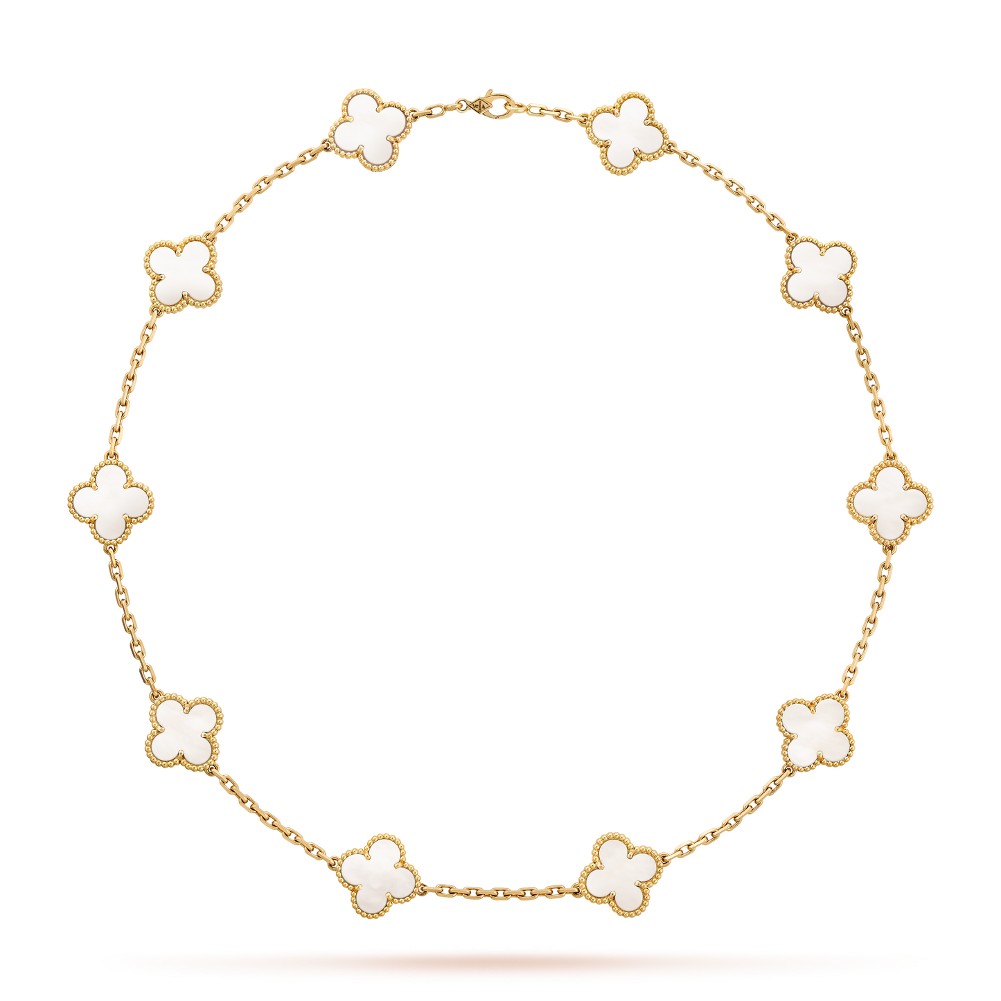 VINTAGE ALHAMBRA NECKLACE 7 PATTERNS WHITE MOTHER OF PEARL