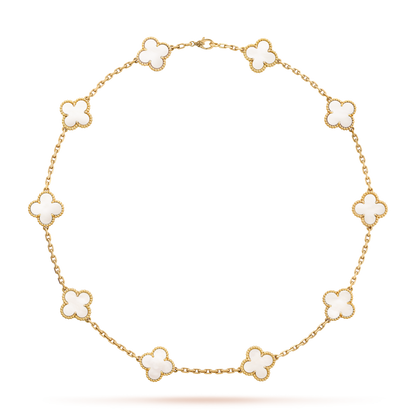 VINTAGE ALHAMBRA NECKLACE 7 PATTERNS WHITE MOTHER OF PEARL