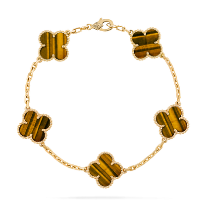 VAN CLEEF ALHAMBRA BROWN TIGER EYE CURB CHAIN