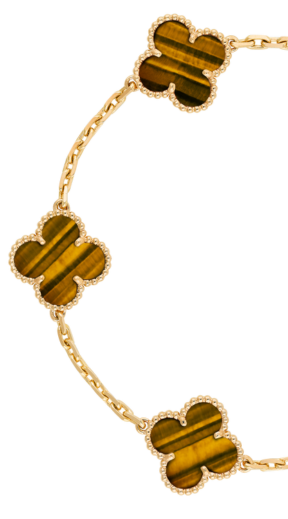 VAN CLEEF ALHAMBRA BROWN TIGER EYE CURB CHAIN