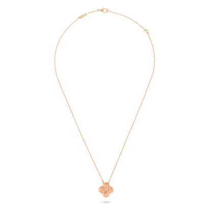 VAN CLEEF SWEET ALHAMBRA ROSE GOLD PENDANT NECKLACE