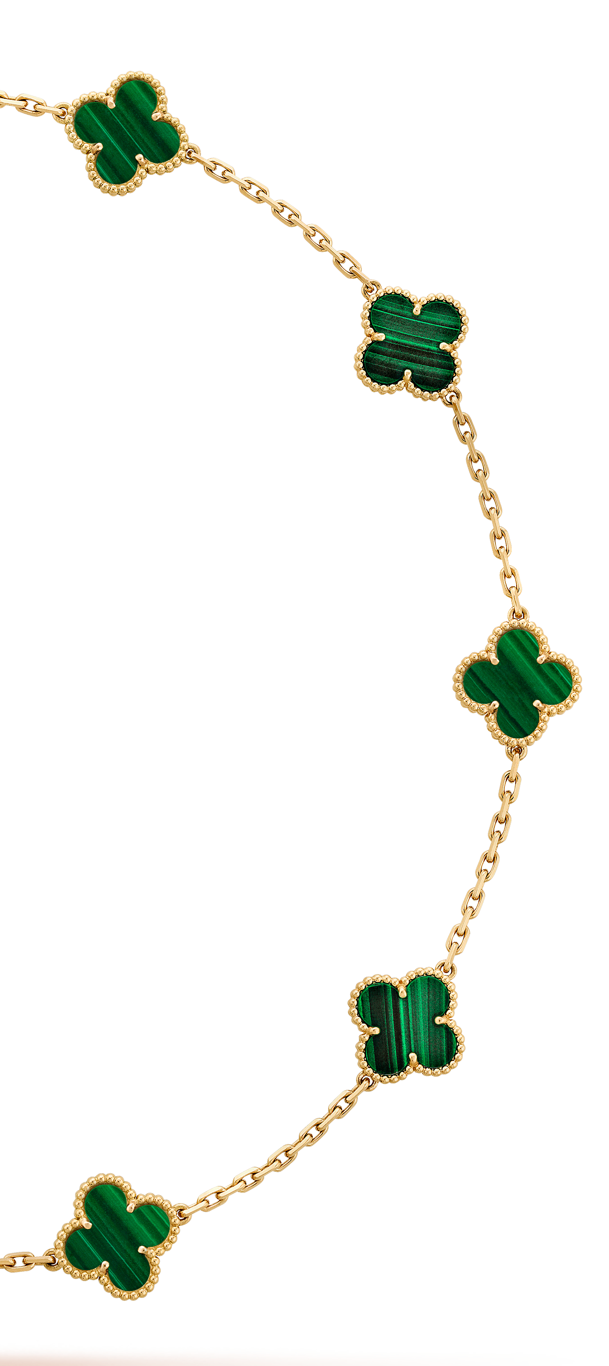 VINTAGE ALHAMBRA NECKLACE 7 MALACHITE GREEN PATTERNS