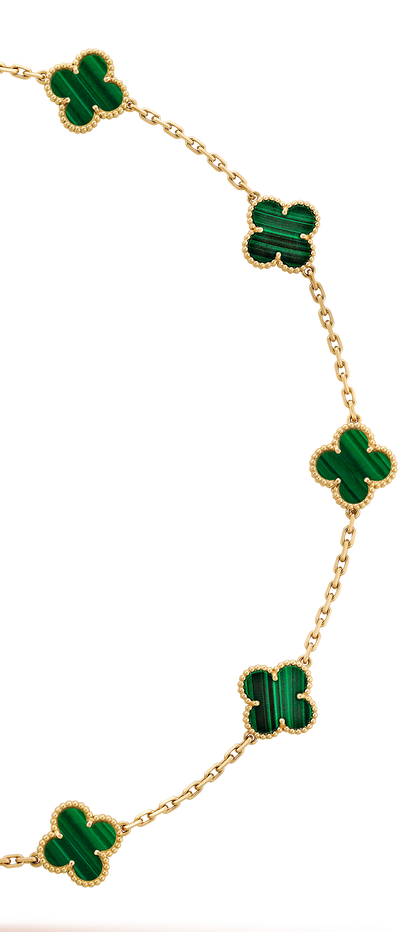 VINTAGE ALHAMBRA NECKLACE 7 MALACHITE GREEN PATTERNS