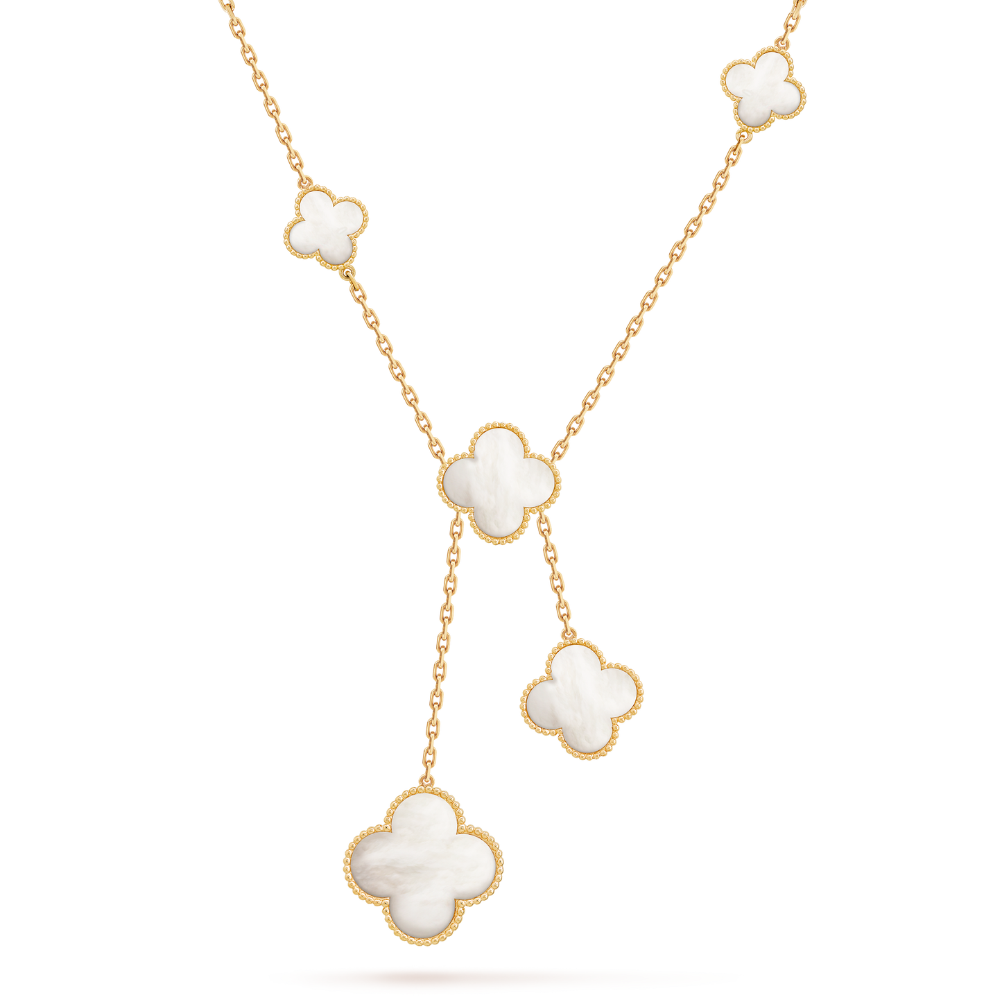 MAGIC ALHAMBRA NECKLACE 5 PATTERNS WHITE MOTHER-OF-PEARL