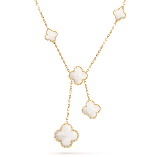 MAGIC ALHAMBRA NECKLACE 5 PATTERNS WHITE MOTHER-OF-PEARL