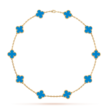 VINTAGE ALHAMBRA NECKLACE 7 SKY BLUE PATTERNS