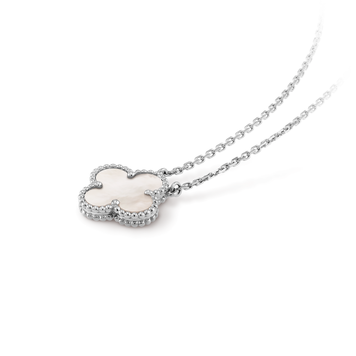 VINATGE ALHAMBRA PENDANT NECKLACE WHITE MOTHER OF PEARL