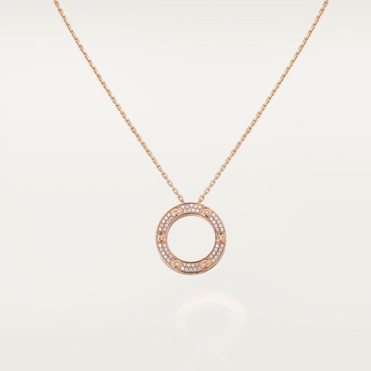 CARTIER LOVE PAVÉ ROSE GOLD PENDANT NECKLACE