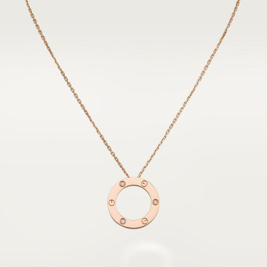 CARTIER LOVE 3 DIAMONDS ROSE GOLD PENDANT NECKLACE