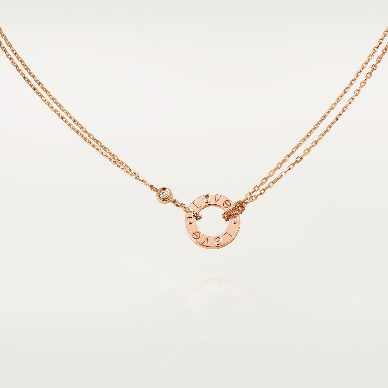 CARTIER PENDANT NECKLACE LOVE 2 DIAMONDS ROSE GOLD