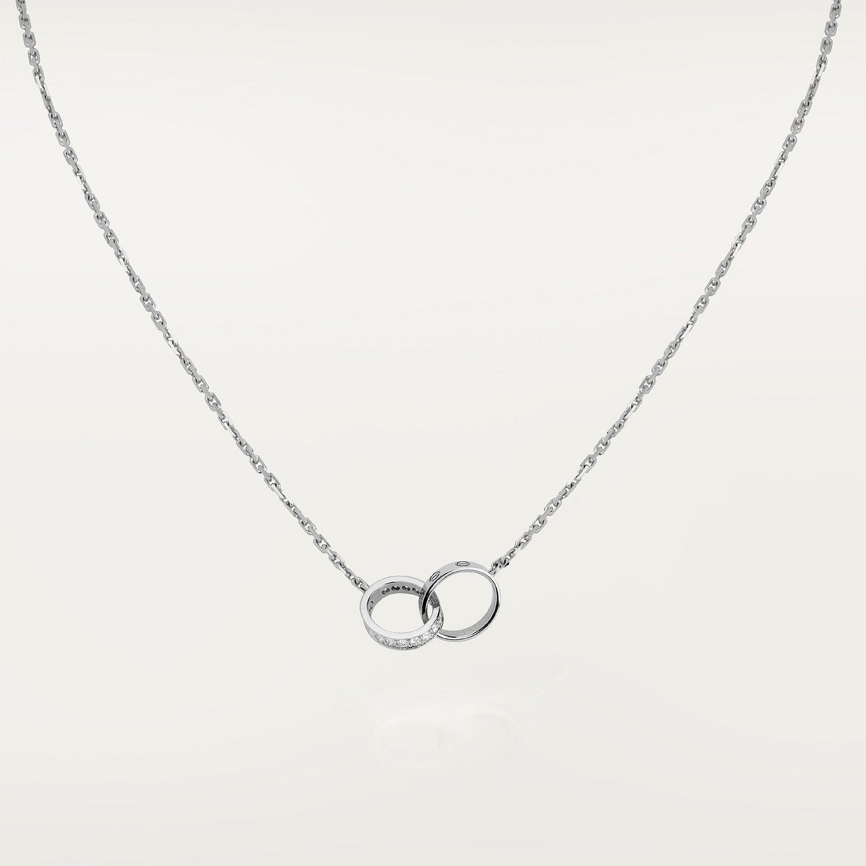 CARTIER LOVE PENDANT NECKLACE SEMI PAVÉ WHITE GOLD