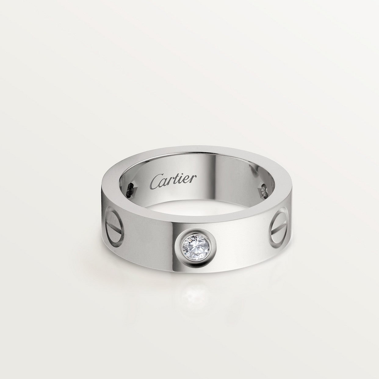 CARTIER LOVE CLASSIC WHITE GOLD 3 DIAMOND RING
