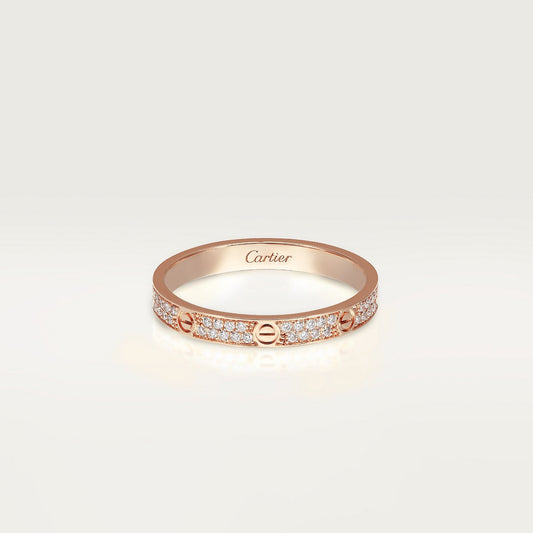 CARTIER LOVE SMALL PAVÉ ROSE GOLD RING