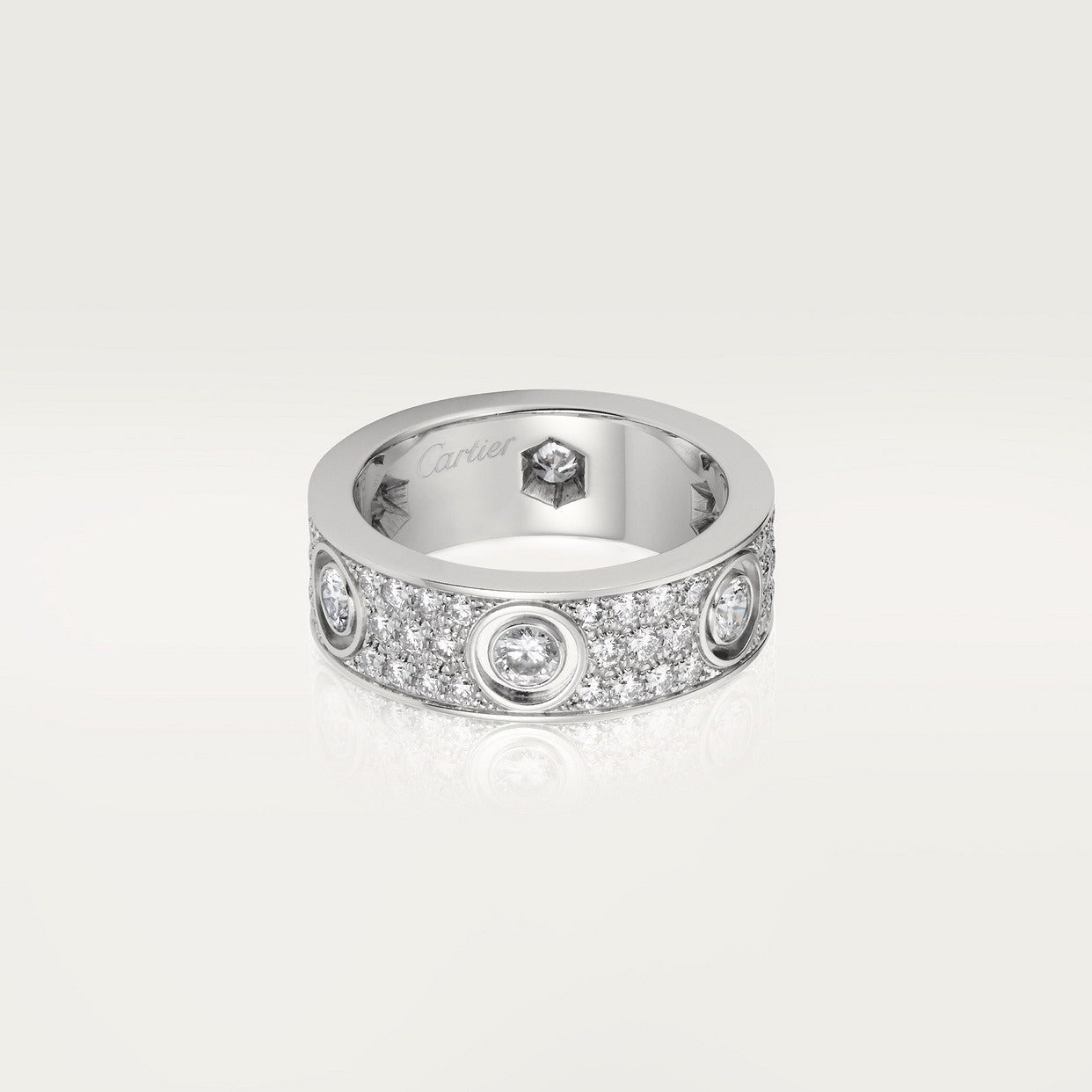 CARTIER LOVE CLASSIC MODEL PAVÉ RING WITH 6 WHITE GOLD DIAMONDS