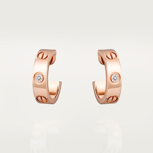 CARTIER LOVE CREEOLES BUCKLE SMALL MODEL TWO DIAMONDS ROSE GOLD
