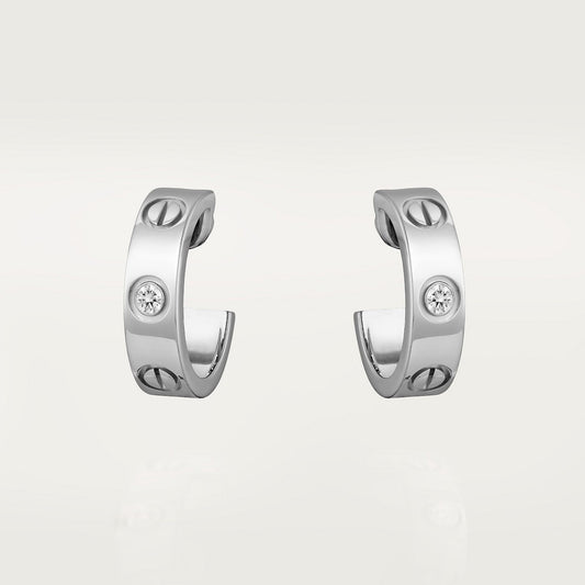 CARTIER LOVE CREEOLES PETIT MODÉLE BUCKLE DEUX DIAMONDS WHITE GOLD