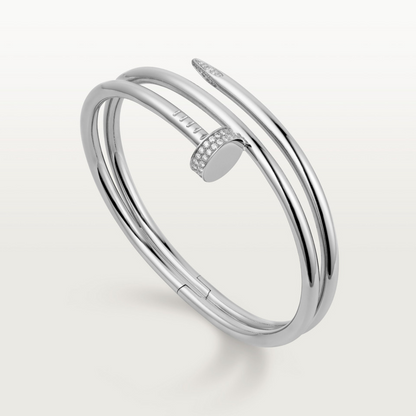 CARTIER CLOU DOUBLE TURNS DIAMONDS WHITE GOLD BRACELET