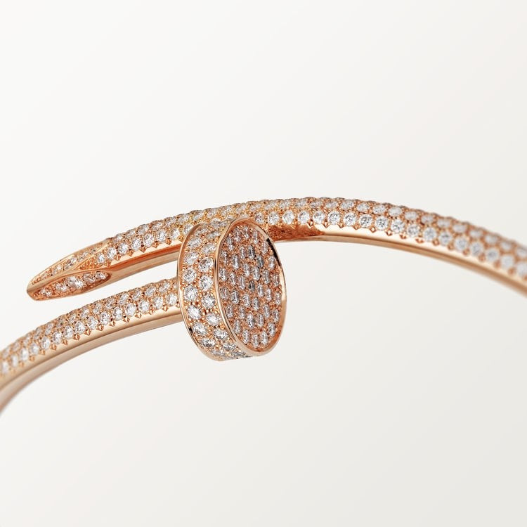 CARTIER JUSTE UN STUD BRACELET CLASSIC SEMI PAVÉ ROSE GOLD