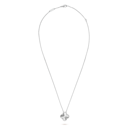 VINTAGE ALHAMBRA WHITE GOLD PENDANT NECKLACE