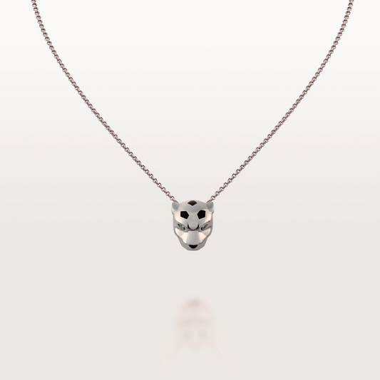 CARTIER PANTHER HEAD WHITE GOLD NECKLACE