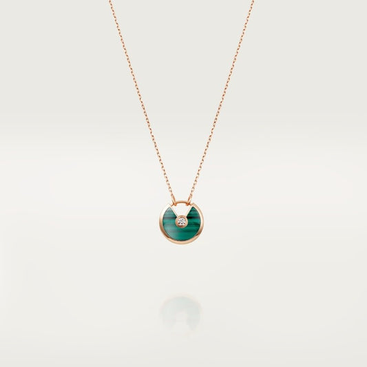 CARTIER AMULET NECKLACE GREEN MALACHITE ROSE GOLD