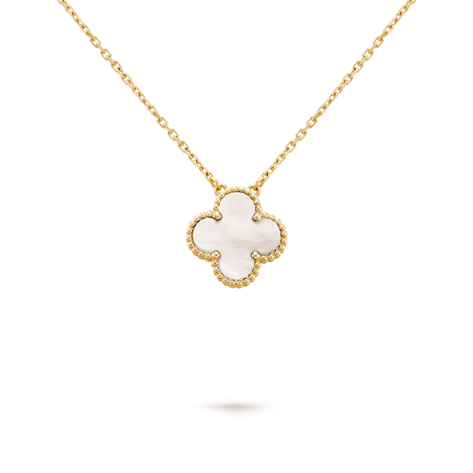 VINATGE ALHAMBRA PENDANT NECKLACE WHITE MOTHER-OF-PEARL