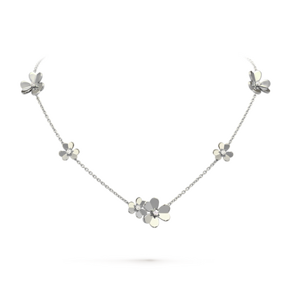 FRIVOLOUS 9 FLOWER NECKLACE WHITE GOLD