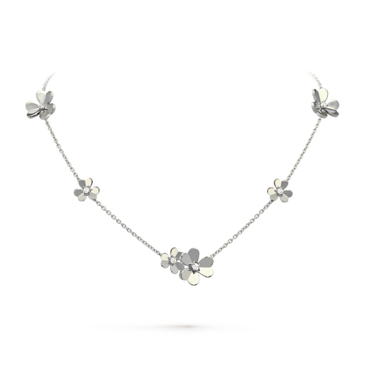 FRIVOLOUS 9 FLOWER NECKLACE WHITE GOLD