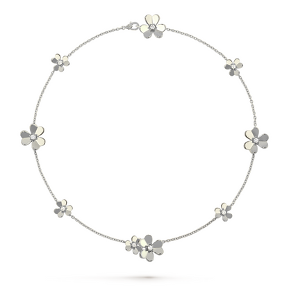 FRIVOLOUS 9 FLOWER NECKLACE WHITE GOLD
