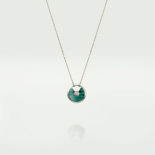 CARTIER AMULET NECKLACE GREEN MALACHITE WHITE GOLD
