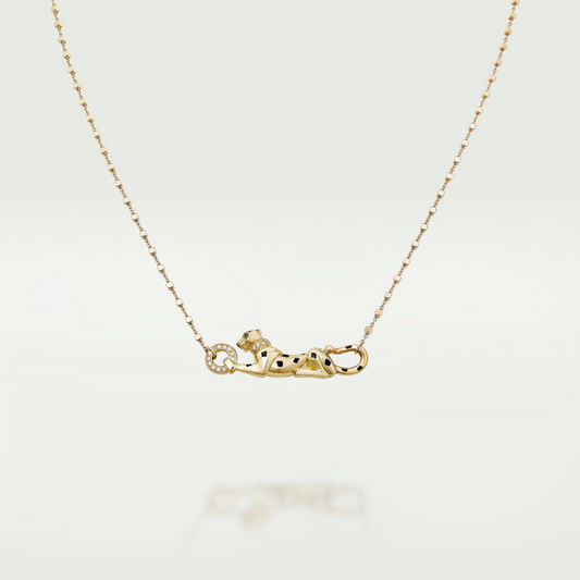 CARTIER PANTHER PENDANT NECKLACE WITH GOLD RHINESTONES