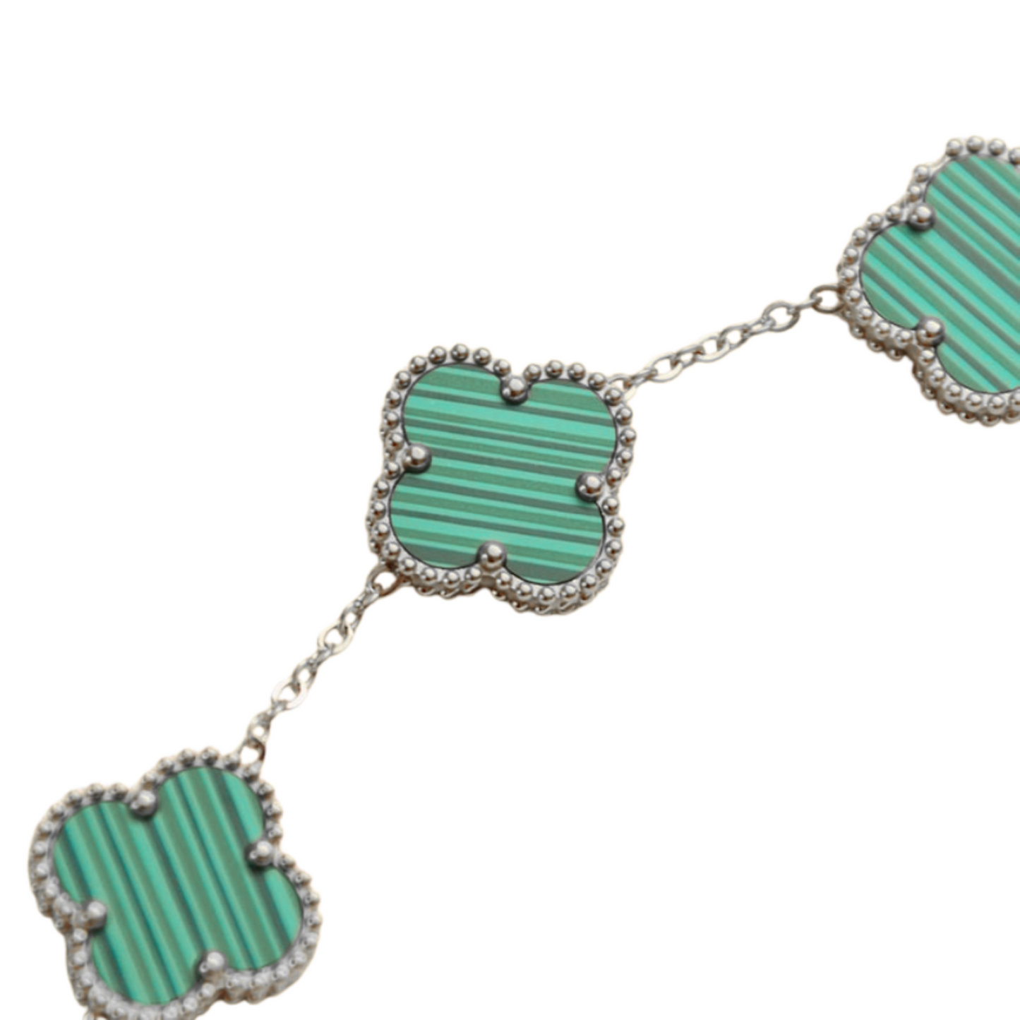 CURB CHAIN VAN CLEEF ALHAMBRA GREEN MALACHITE WHITE GOLD