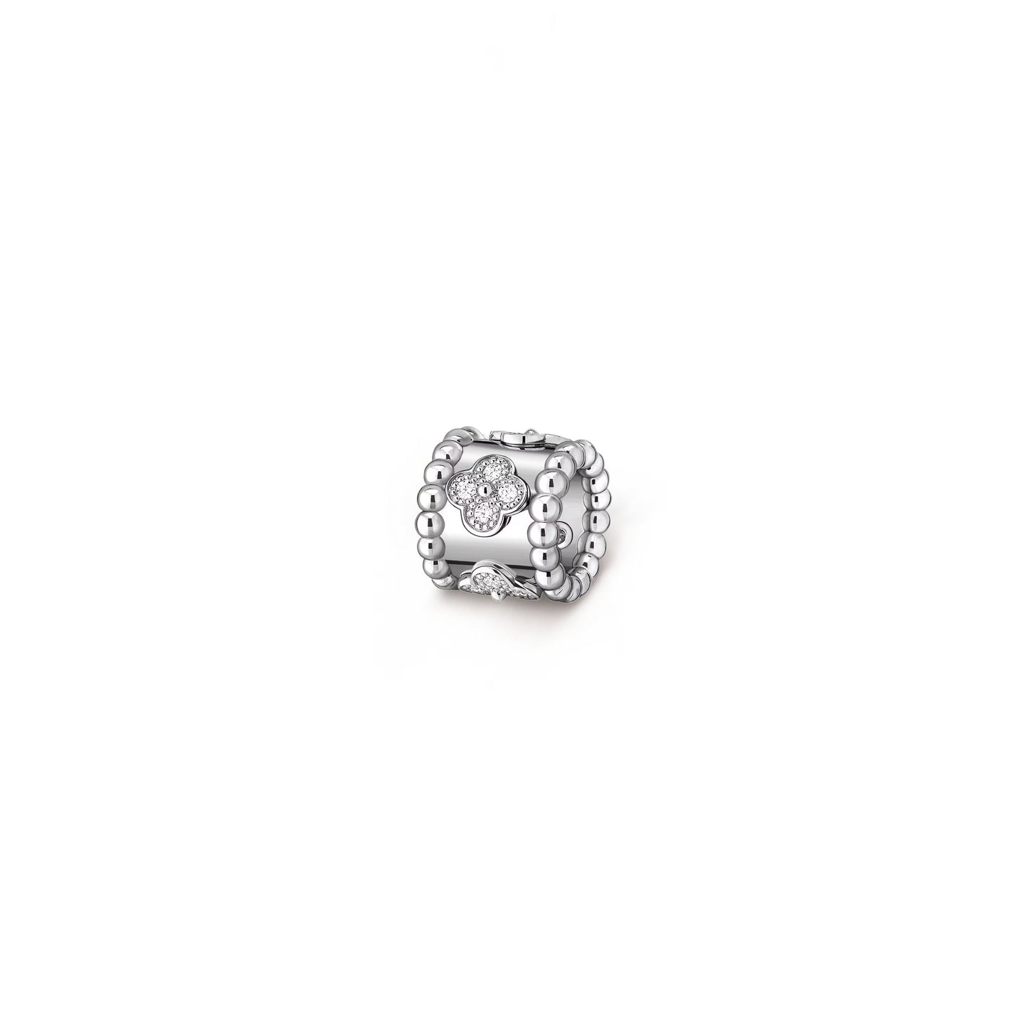 VAN CLEEF BEADED CLOVERS NECKLACE DURING WHITE GOLD