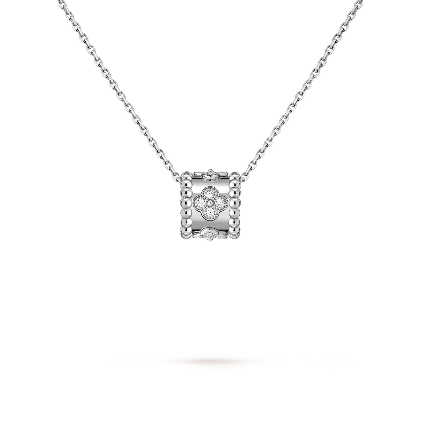 VAN CLEEF BEADED CLOVERS NECKLACE DURING WHITE GOLD