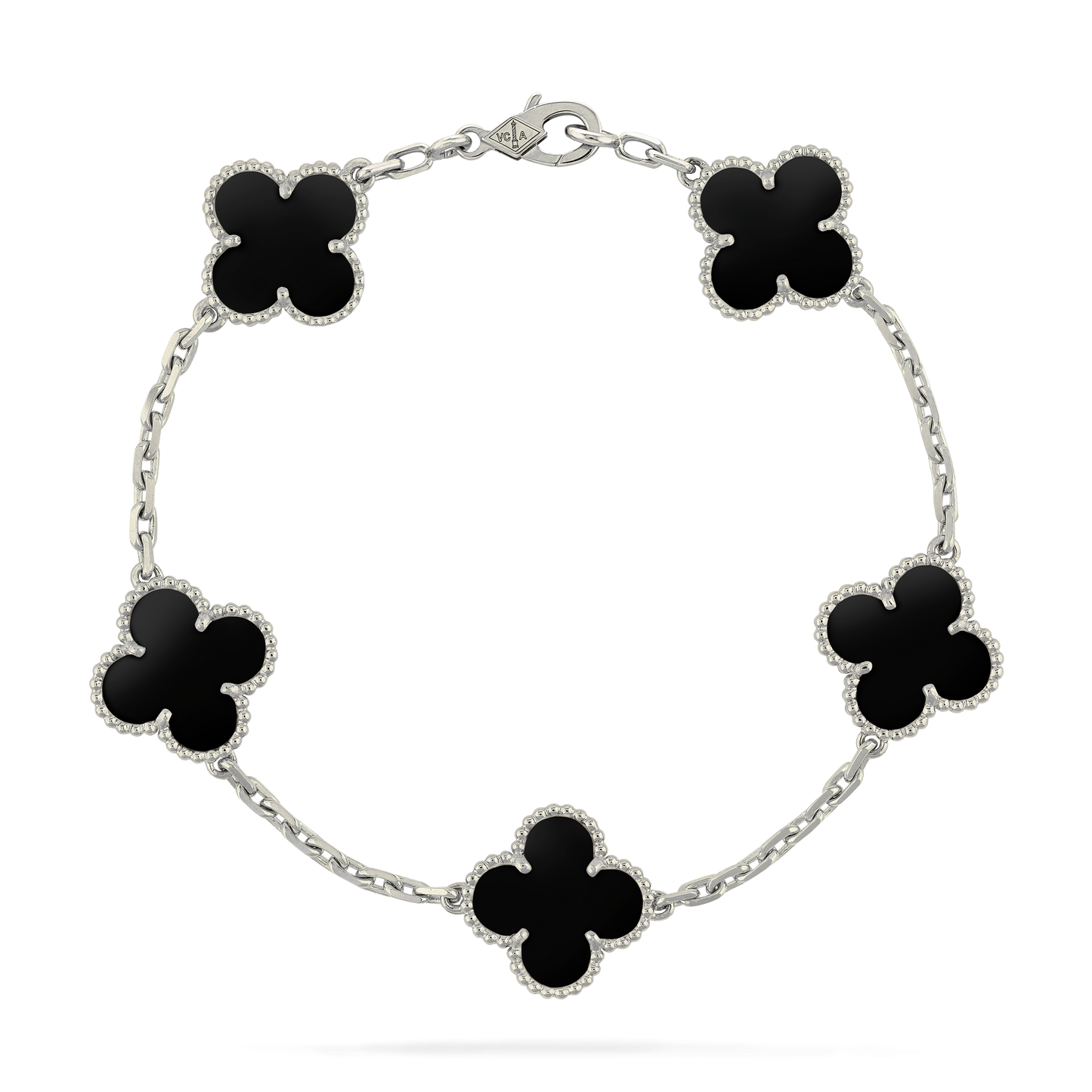 CURB CHAIN VAN CLEEF ALHAMBRA BLACK ONYX WHITE GOLD