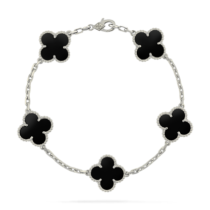 CURB CHAIN VAN CLEEF ALHAMBRA BLACK ONYX WHITE GOLD