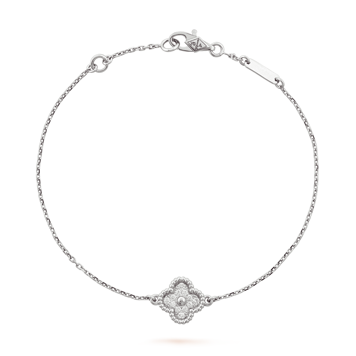 CURB CHAIN VAN CLEEF 1 CLOVER WHITE GOLD