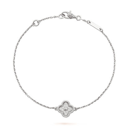 CURB CHAIN VAN CLEEF 1 CLOVER WHITE GOLD